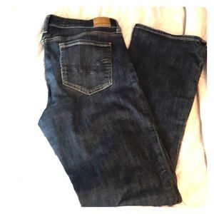 American Eagle x-long skinny kick jeans.